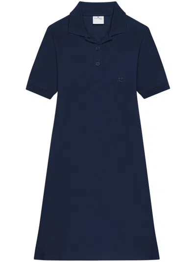 Courrèges Blue Navy Short-sleeve Mini Dress