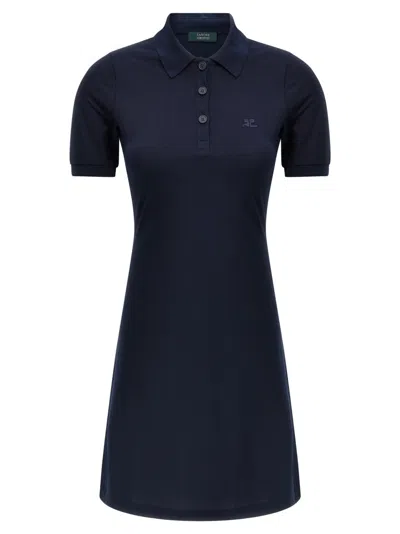 Courrèges Blue Pique Polo Dress