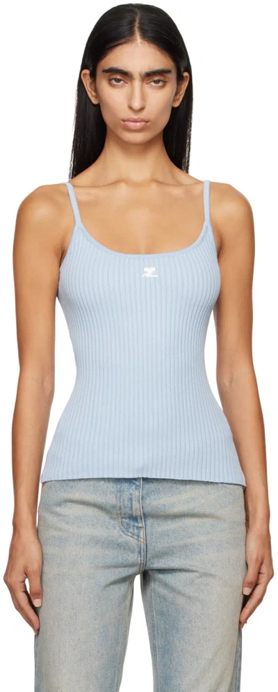 Courrèges Courreges Rib Knit Tank Top Women In Blue