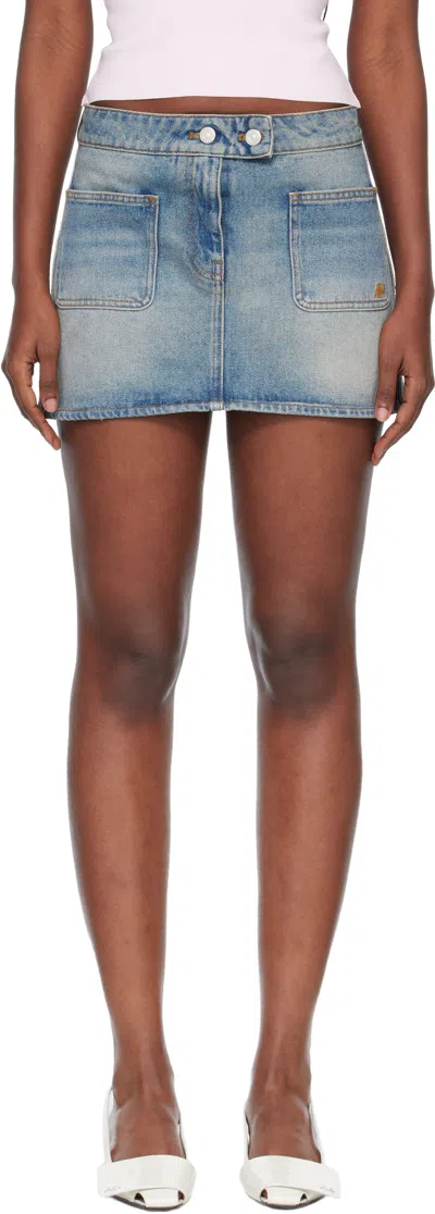 Courrèges Blue Signature Denim Miniskirt In Brown