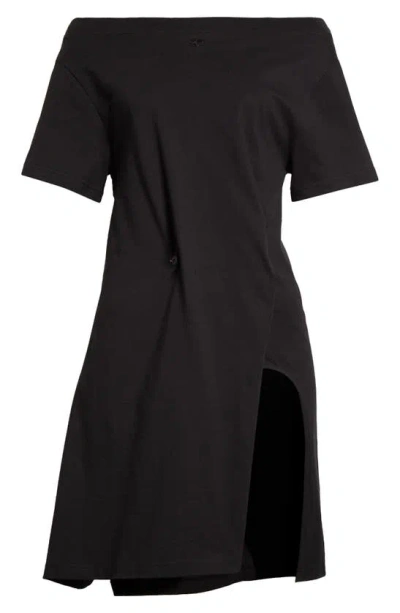 Courrèges Boat Neck Body Cotton Mini Dre In Black  