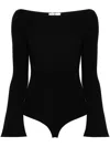 COURRÈGES BLACK BOAT NECK BODYSUIT