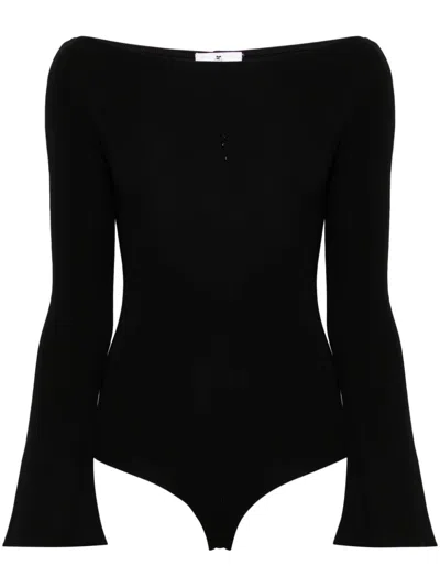 Courrèges Black Boat Neck Bodysuit