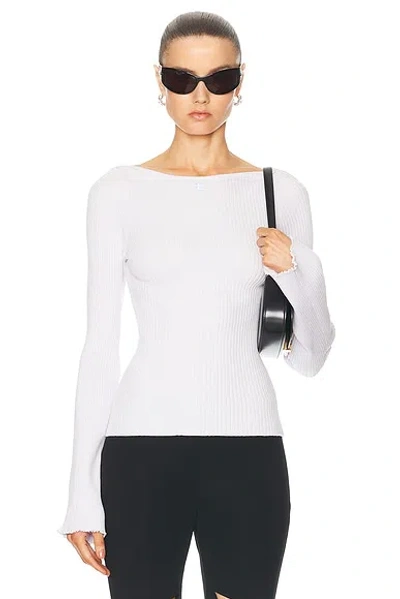 Courrèges Boat Neck Rib Knit Sweater In Mist