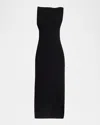 Courrèges Boat-neck Sleeveless High-low Midi Dress In Black