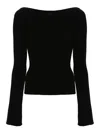 Courrèges Rib Knit Sweater With Bare Shoulders In Black