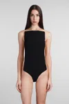 Courrèges Illusion Inset Satin Bodysuit In Black