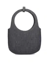 Courrèges Circular Handle Crossbody Strap Denim Texture In Grey