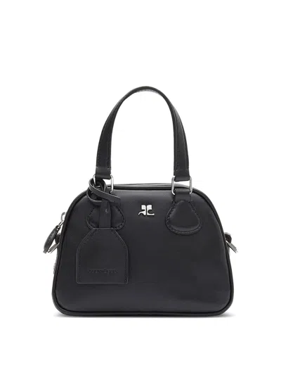 COURRÈGES LOGO LEATHER MINI BOWLING BAG