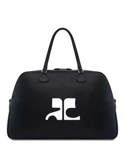 Courrèges Heritage Leather Holdall In Black