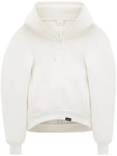 Courrèges Bonded Cocoon Cotton Blend Hoodie In White