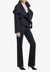 Courrèges Navy Blue Belted Bootcut Pants In Blue