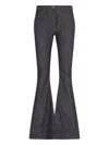 Courrèges High-waisted Flared Denim Jeans With Contrast Stitching In Black