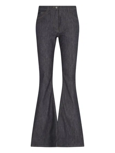 Courrèges High-waisted Flared Denim Jeans With Contrast Stitching In Black