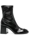 Courrèges Block Heel Ankle Boots With Crease Effect In Black