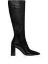 Courrèges Knee High Boots Pointed Toe Block Heel In Black