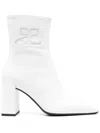 Courrèges Short Boots With Elastic Panels And Block Heel In Heritage White