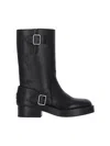 Courrèges Calf Leather Mid-calf Boots With Adjustable Buckles In Black