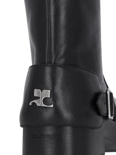 Courrèges Boots With Americana Straps In Nero