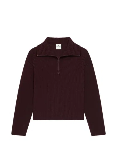 Courrèges Courregès Bordeaux Merino Wool Sweater In Burgundy