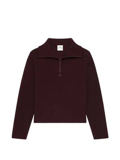 Courrèges Courregès Bordeaux Merino Wool Sweater In Burgundy