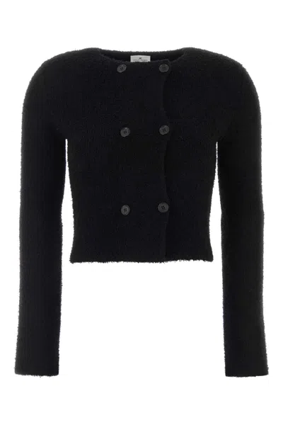 Courrèges Courreges Bouclette Knit Double Breasted Jacket In Black