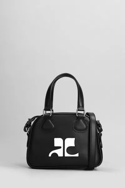 Courrèges Bowling Hand Bag In Black Patent Leather
