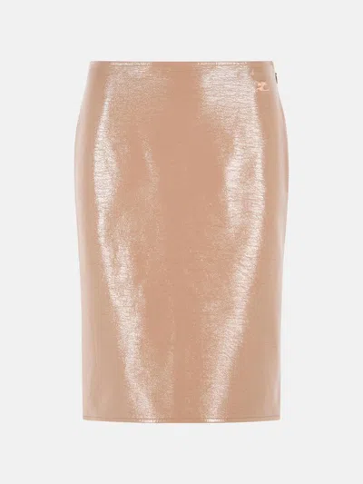 Courrèges 'bronzer' Vinyl Skirt In Gold