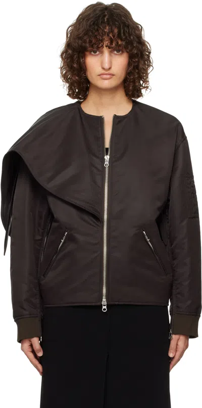 Courrèges Bow Neck Bomber Jacket In Brown