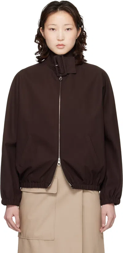 Courrèges Brown Buckle Zipped Bomber Jacket In Blue