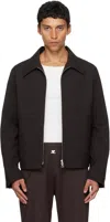 Courrèges Brown Embroidered Zipped Twill Jacket In Black