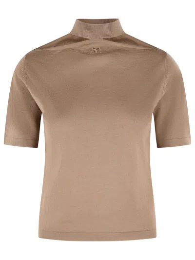 Courrèges Courreges Brown Merino Wool Turtleneck Sweater