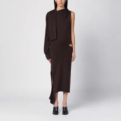 Courrèges Asymmetric Cotton Jersey Dress In Brown