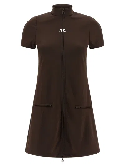 Courrèges Brown Polyester Short Women's Dress