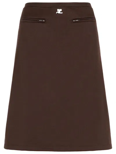 COURRÈGES COURRÈGES BROWN POLYESTER SKIRT