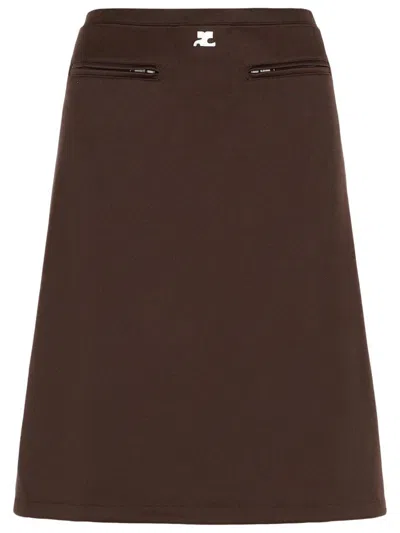 COURRÈGES BROWN POLYESTER SKIRT