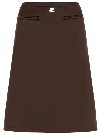 Courrèges A-line Shape Skirt Zip Pockets In Brown