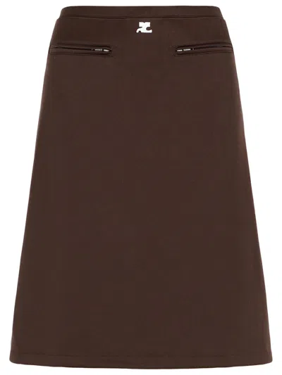COURRÈGES COURREGES BROWN POLYESTER SKIRT WOMEN