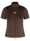 Courrèges High Collar Short Sleeves T-shirt In Brown
