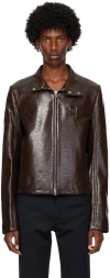 Courrèges Brown Zipped Vinyl Biker Jacket In 1983