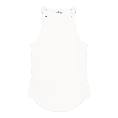 Courrèges Buckle 90's Rib Tank Top In White