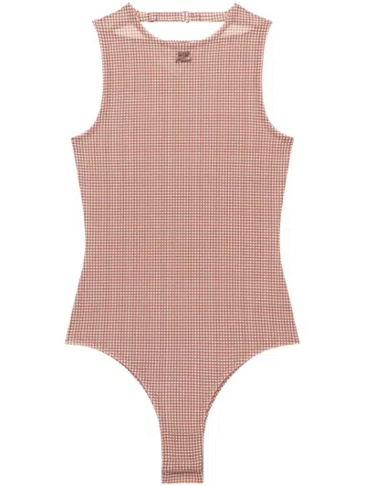 Courrèges Buckle Checked Body In 褐色