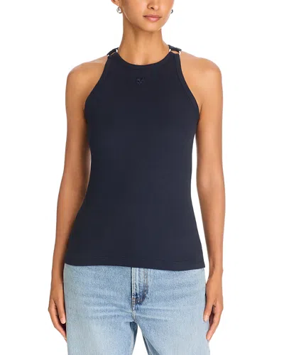 Courrèges Buckle 90s Rib Tank Top In Blue