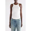 Courrèges Buckle '90s Stretch Cotton Rib Tank In White