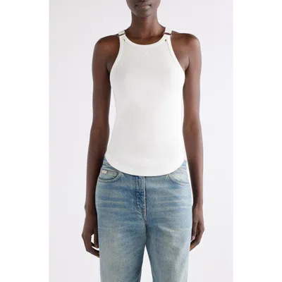Courrèges Buckle '90s Stretch Cotton Rib Tank In White