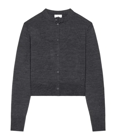 Courrèges Buckle Button Cardigan In Black