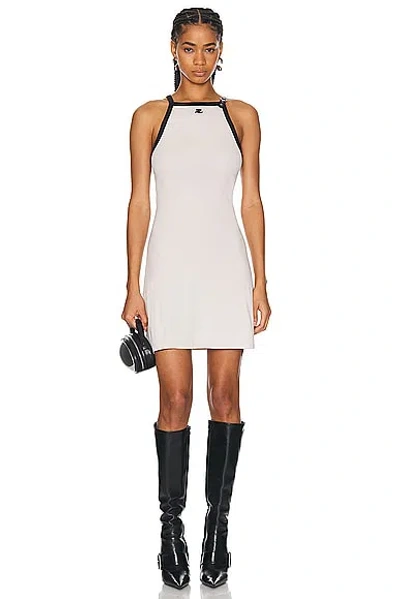 Courrèges Courreges Woman Mini Dress Light Grey Size L Cotton In Heritage White Black