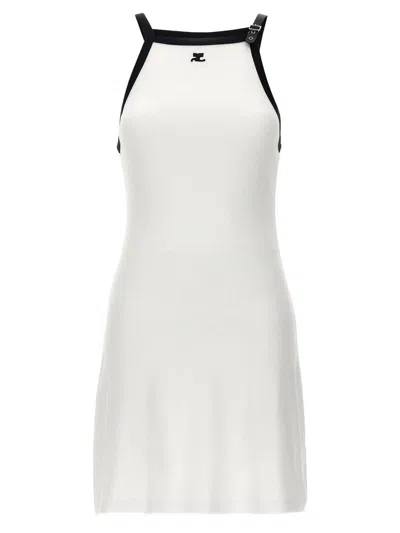 Courrèges Buckle Contrast Short Dress