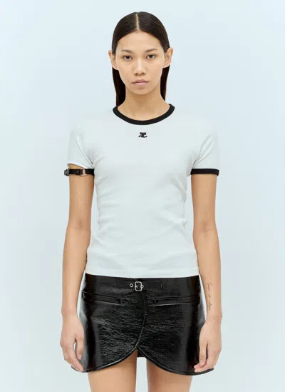 Courrèges Buckle Contrast T-shirt In White
