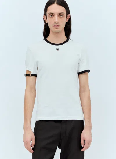 Courrèges Buckle Contrast T-shirt In Gray